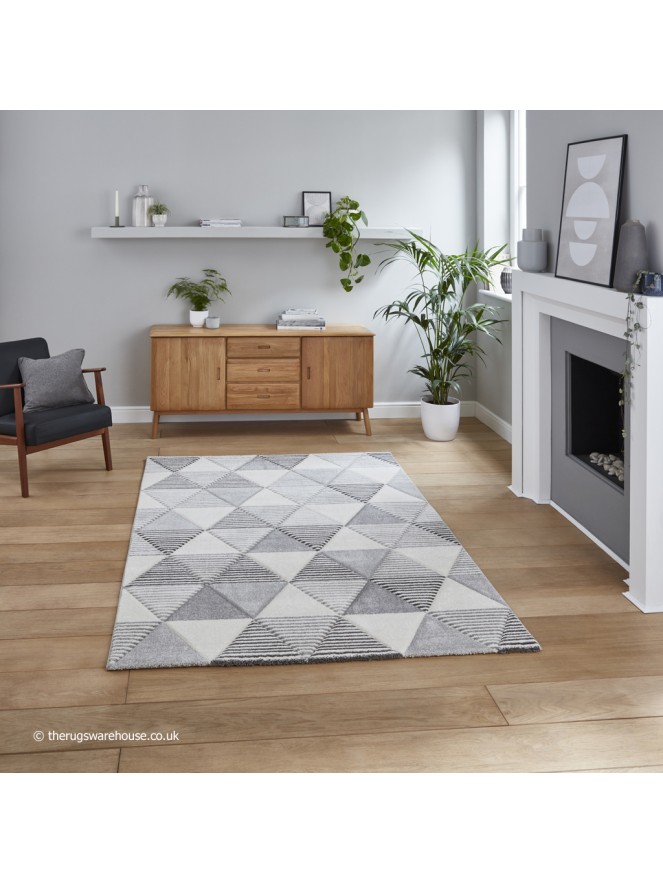 Brooklyn Triangles Grey Beige Rug - 2