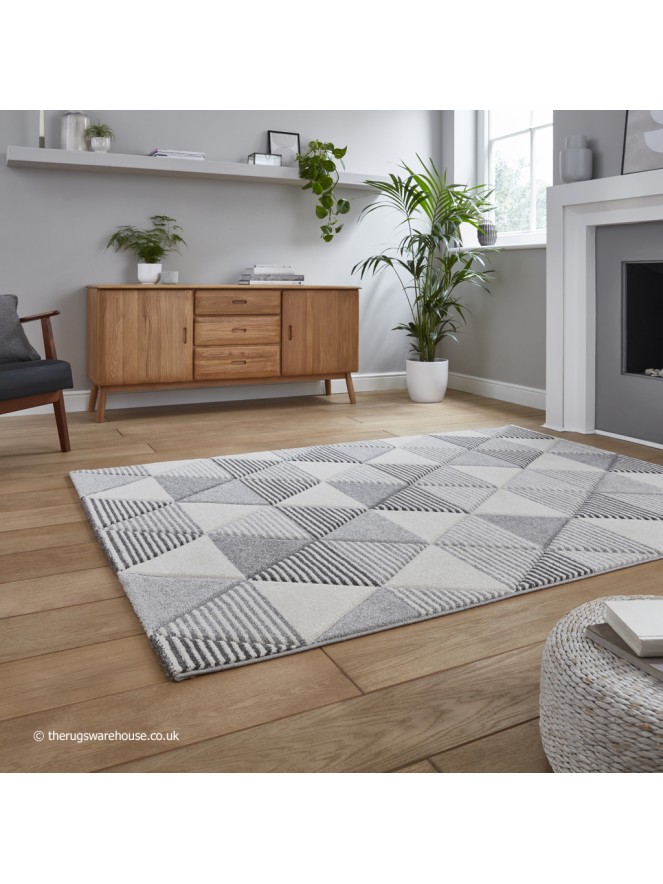 Brooklyn Triangles Grey Beige Rug - 3