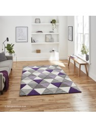 Brooklyn Triangles Grey Purple Rug - Thumbnail - 3