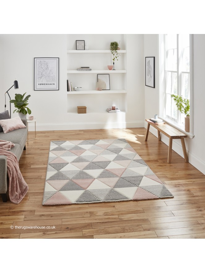 Brooklyn Triangles Grey Rose Rug - 2