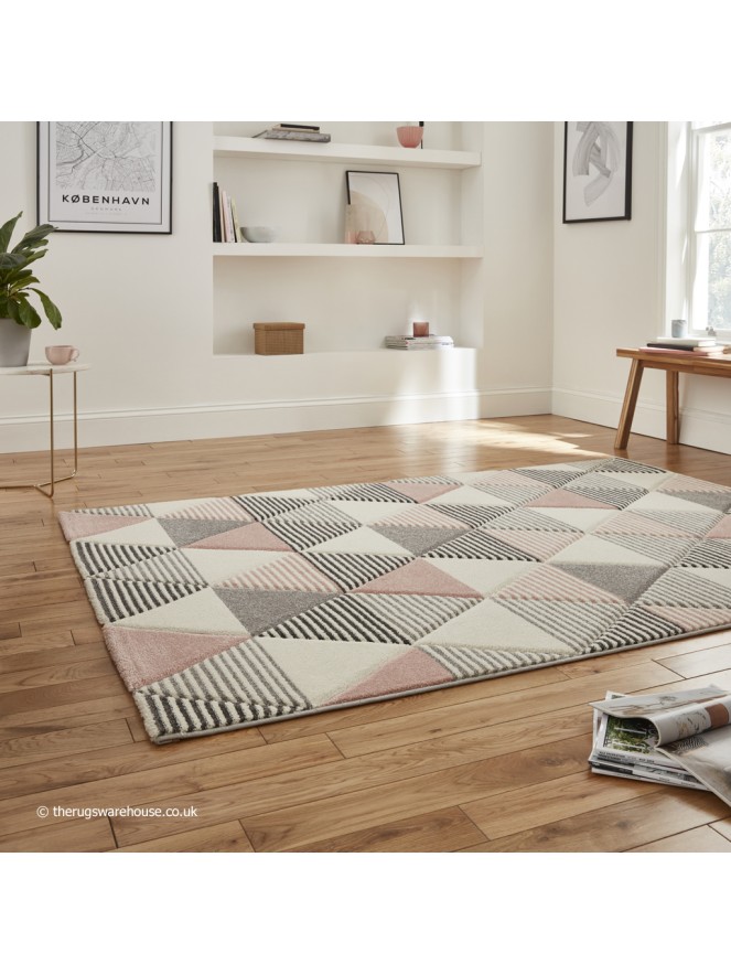 Brooklyn Triangles Grey Rose Rug - 3