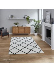 Brooklyn Diamond Cream Black Rug - Thumbnail - 2