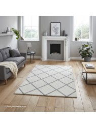 Brooklyn Diamond Cream Grey Rug - Thumbnail - 2