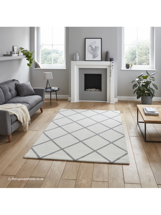 Brooklyn Diamond Cream Grey Rug - 2