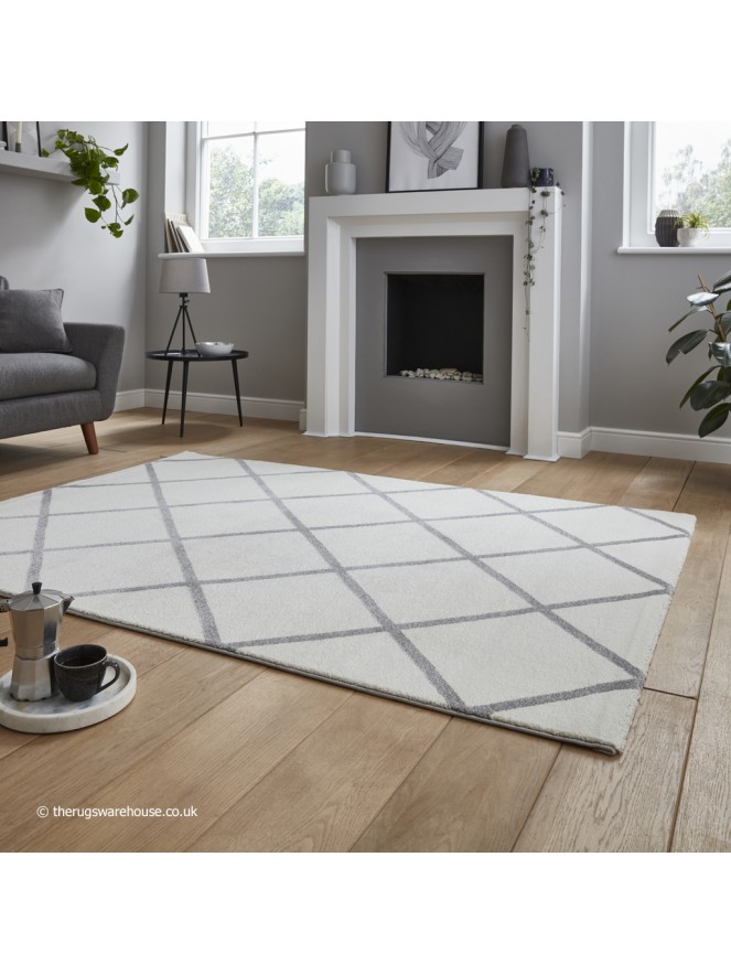 Brooklyn Diamond Cream Grey Rug - 3