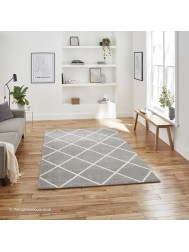 Brooklyn Diamond Grey Cream Rug - Thumbnail - 3