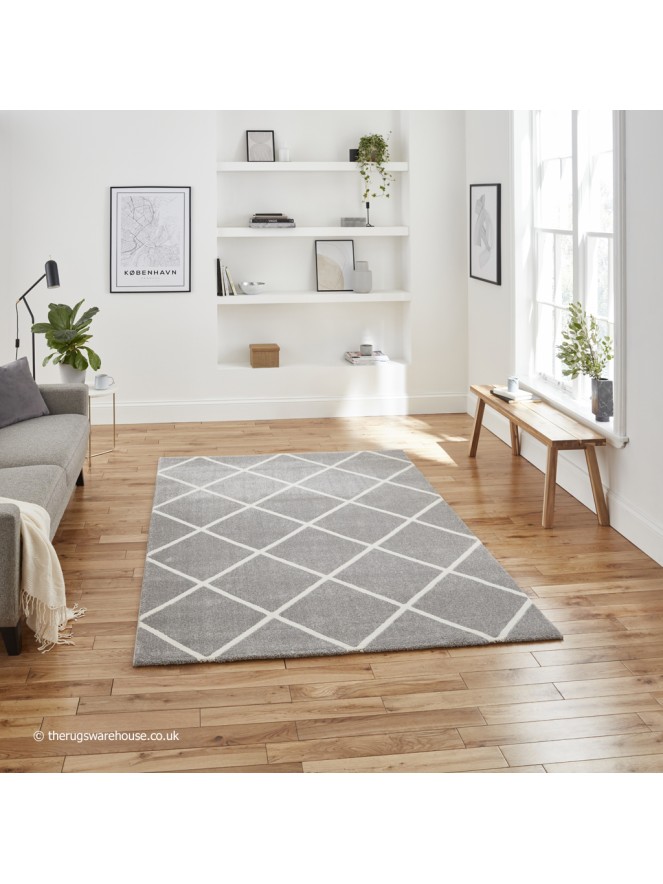 Brooklyn Diamond Grey Cream Rug - 3