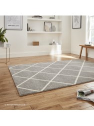 Brooklyn Diamond Grey Cream Rug - Thumbnail - 2