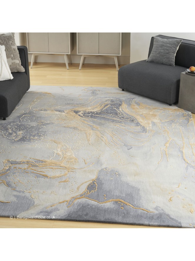 Prismatic Silver Gold Rug - 2