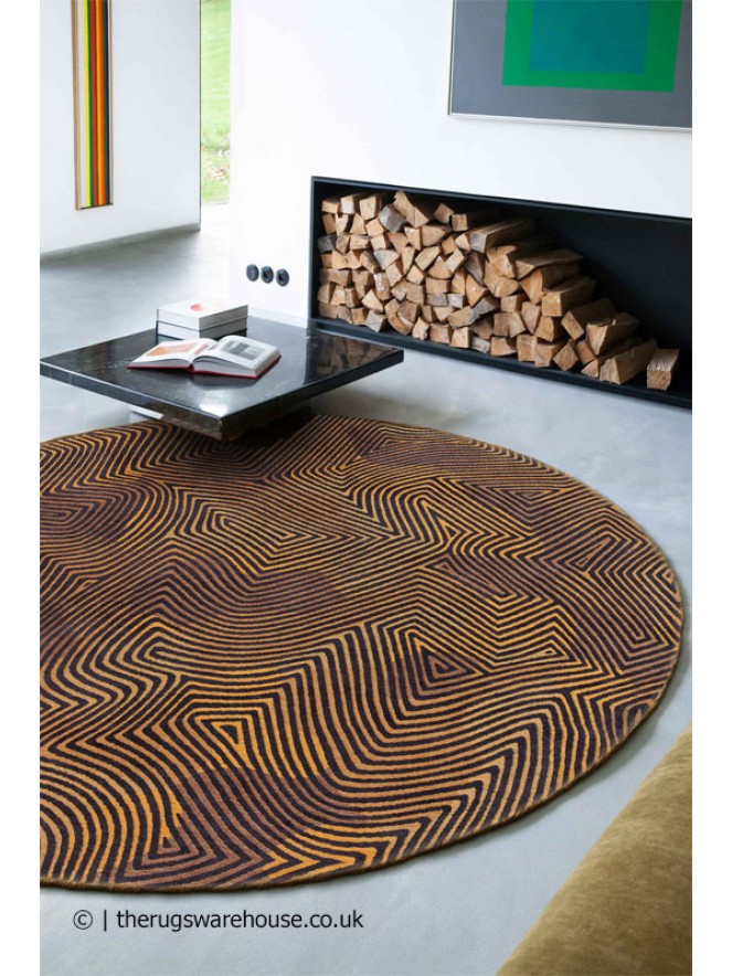 Black Gold Round Rug - 2