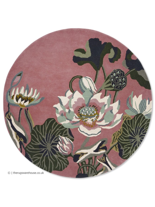 Waterlily Dusty Rose Round Rug - 7