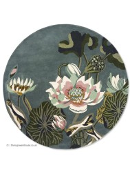 Waterlily Midnight Pond Round Rug - Thumbnail - 6