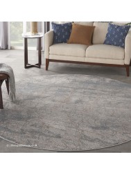 Rustic Shadow Blue Circle Rug - Thumbnail - 2