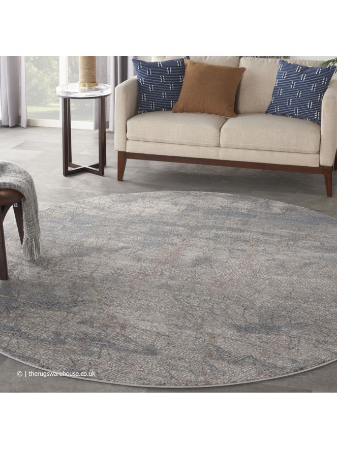 Rustic Shadow Blue Circle Rug - 2