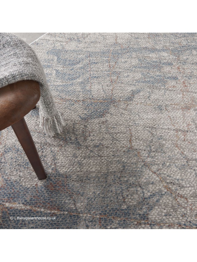 Rustic Shadow Blue Circle Rug - 4