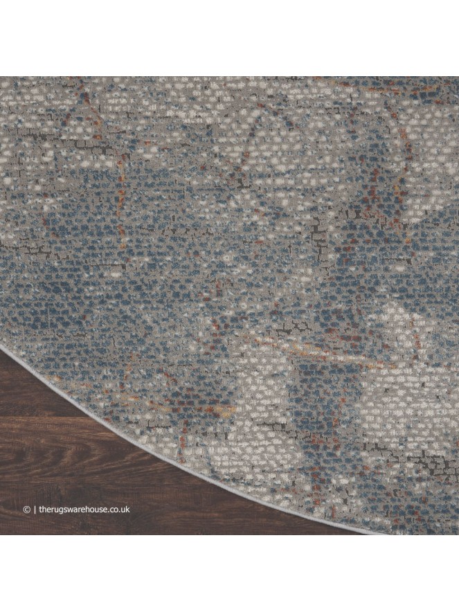 Rustic Shadow Blue Circle Rug - 7