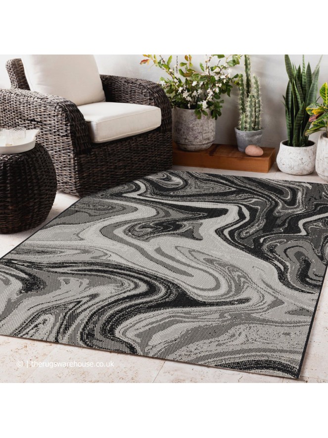 Patio Black Marble Rug - 2