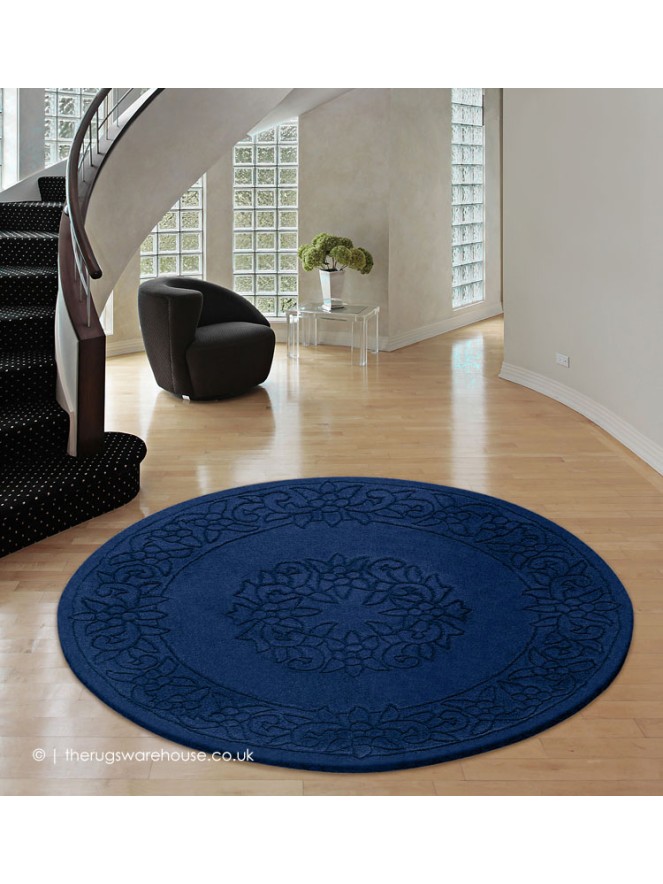 Royale Aubusson Blue Circle Rug - 2