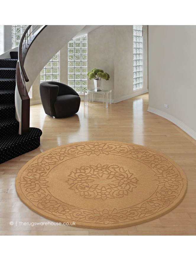 Royale Aubusson Camel Circle Rug - 2