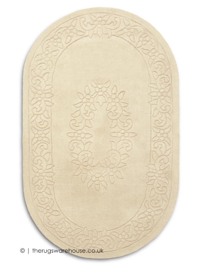 Royale Aubusson Beige Oval Rug - 6