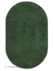 Royale Aubusson Green Oval Rug - Thumbnail - 5