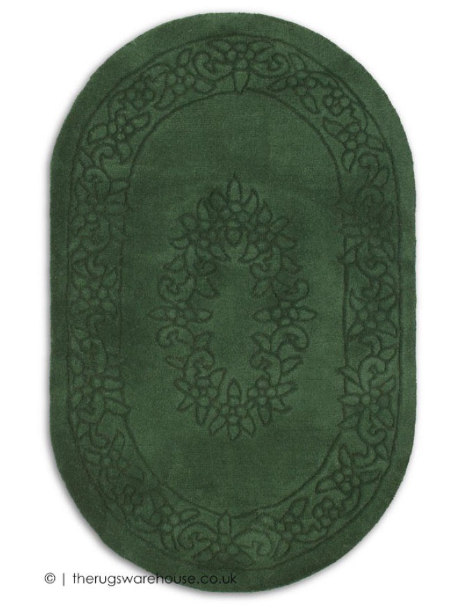 Royale Aubusson Green Oval Rug - 5