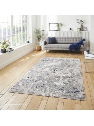 Apollo Distress Grey Navy Rug - Thumbnail - 2