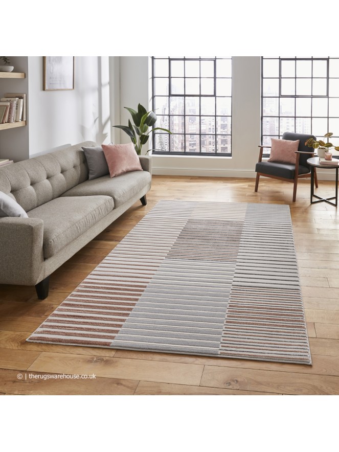 Apollo Stripe Grey Rose Rug - 2