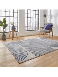 Apollo Swirl Grey Navy Rug - Thumbnail - 2