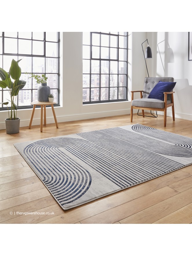 Apollo Swirl Grey Navy Rug - 2