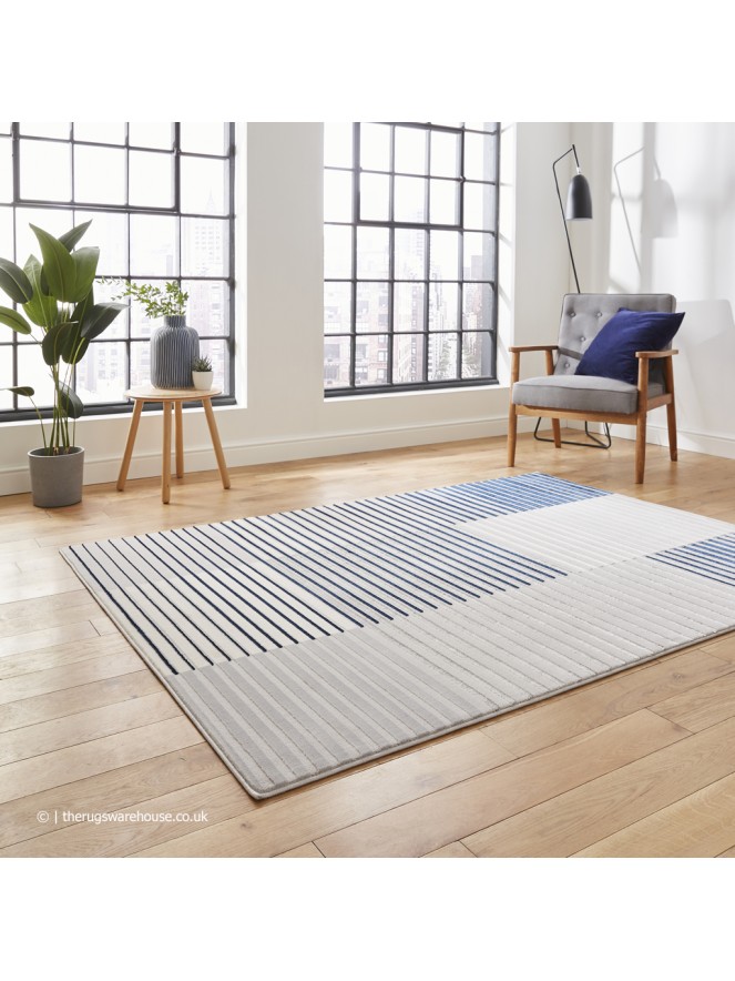 Apollo Stripe Grey Navy Rug - 2