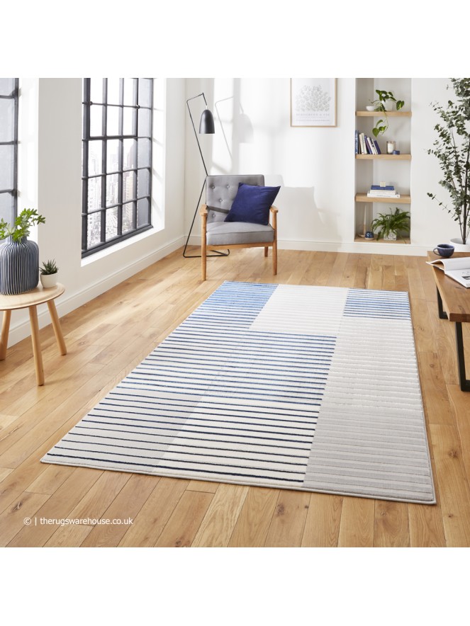 Apollo Stripe Grey Navy Rug - 3