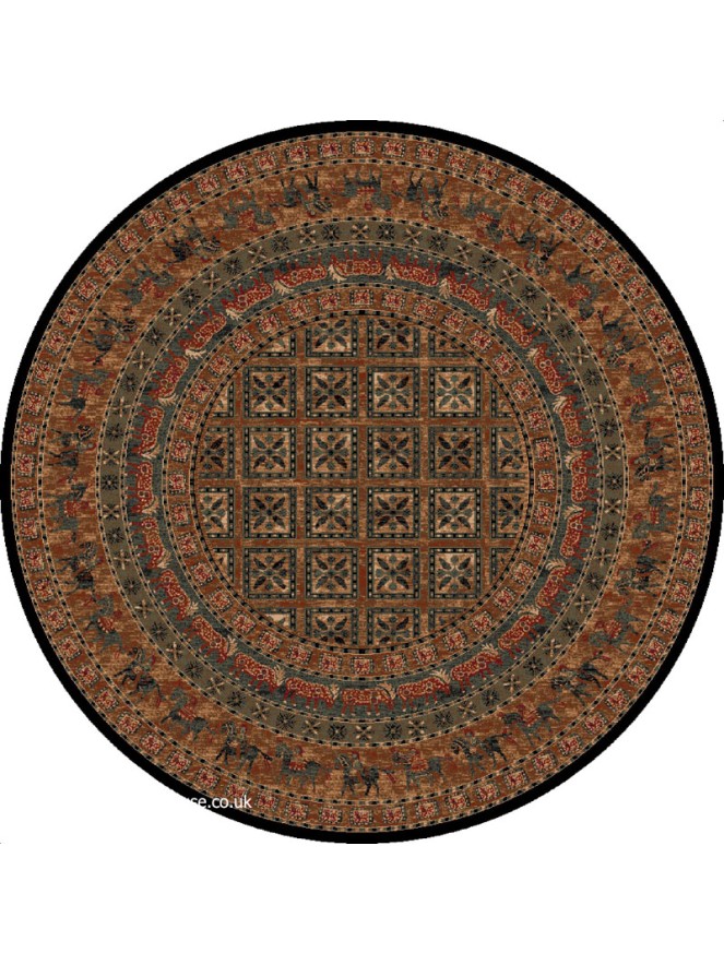 Serabad Black Green Round Rug - 4