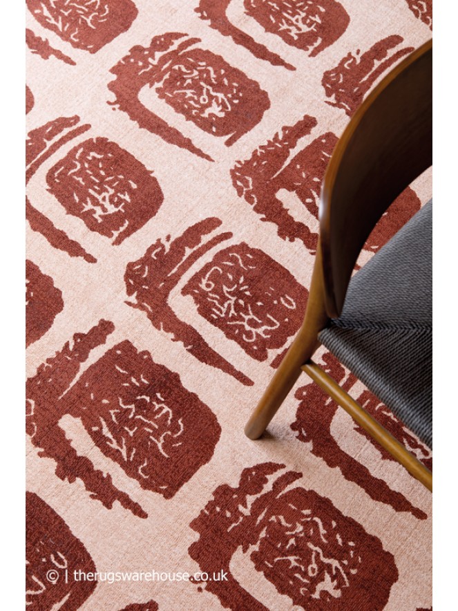 Woodblock Red Rug - 3