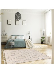 Nepal Cream Blue Linear Rug - Thumbnail - 2