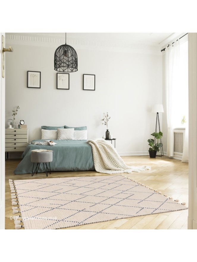 Nepal Cream Blue Linear Rug - 2