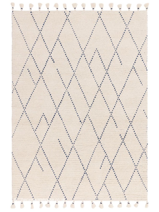 Nepal Cream Blue Linear Rug - 7