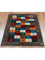 Gabbeh Squares Grey Rug - Thumbnail - 2