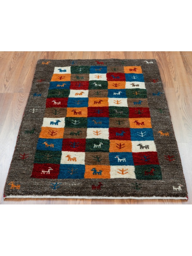Gabbeh Squares Grey Rug - 2