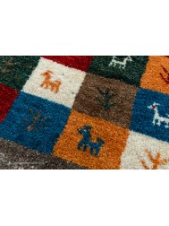 Gabbeh Squares Grey Rug - Thumbnail - 6