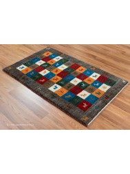 Gabbeh Squares Grey Rug - Thumbnail - 8