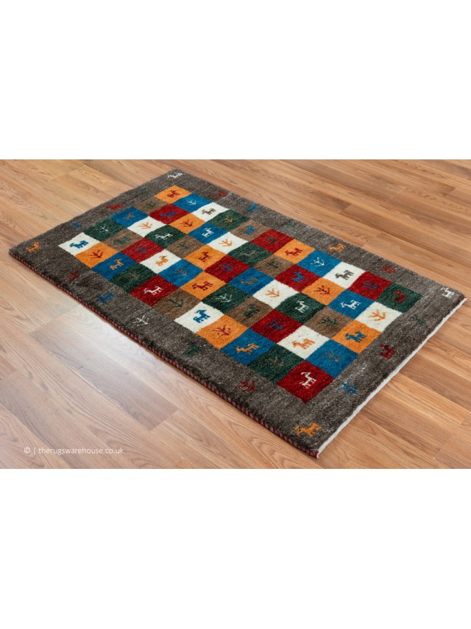 Gabbeh Squares Grey Rug - 8
