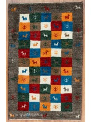 Gabbeh Squares Grey Rug - Thumbnail - 9