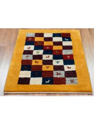 Gabbeh Squares Mustard Rug - Thumbnail - 2