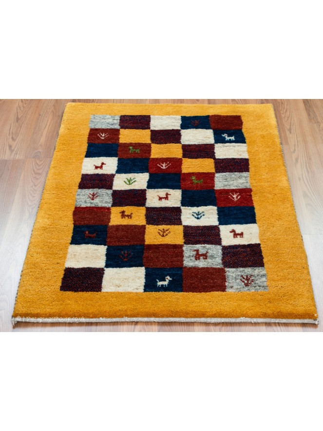 Gabbeh Squares Mustard Rug - 2