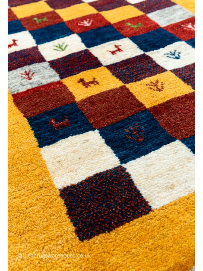 Gabbeh Squares Mustard Rug - 5