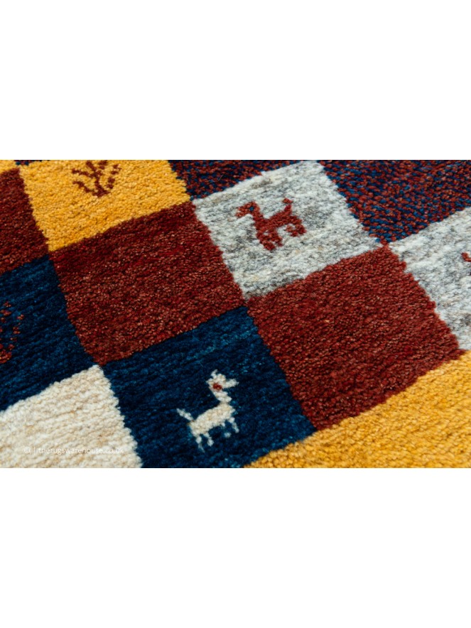 Gabbeh Squares Mustard Rug - 6