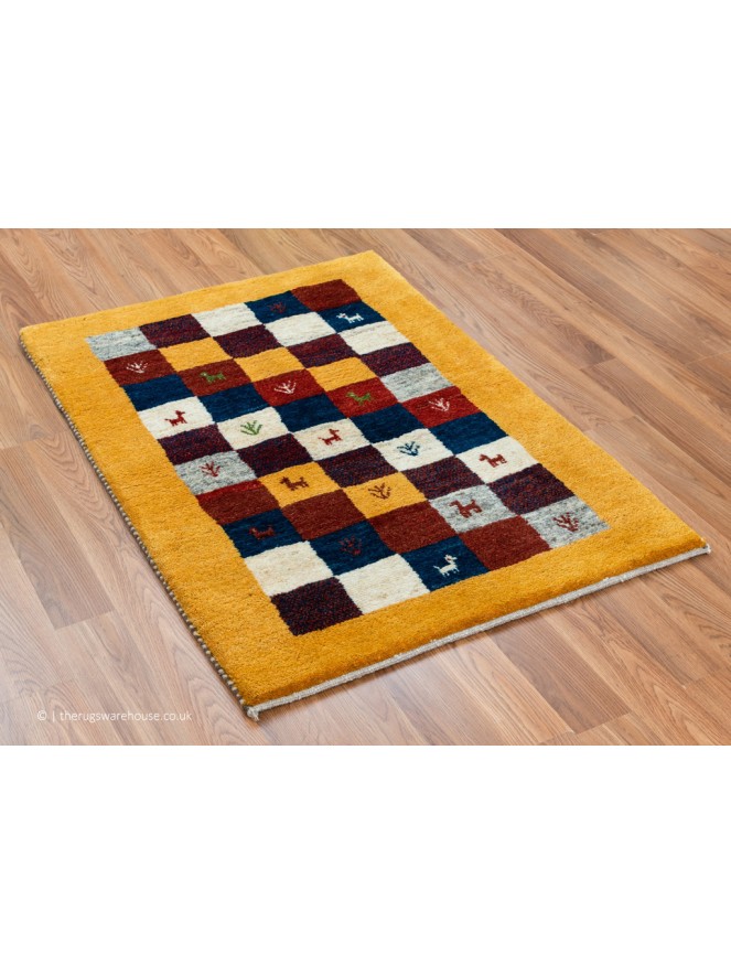 Gabbeh Squares Mustard Rug - 7