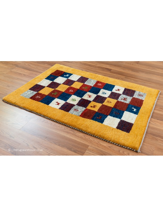 Gabbeh Squares Mustard Rug - 8