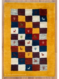 Gabbeh Squares Mustard Rug - Thumbnail - 9